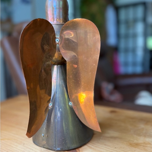 Vintage large copper and brass Angel Figurine taper candlestick holder - Picture 4 of 8